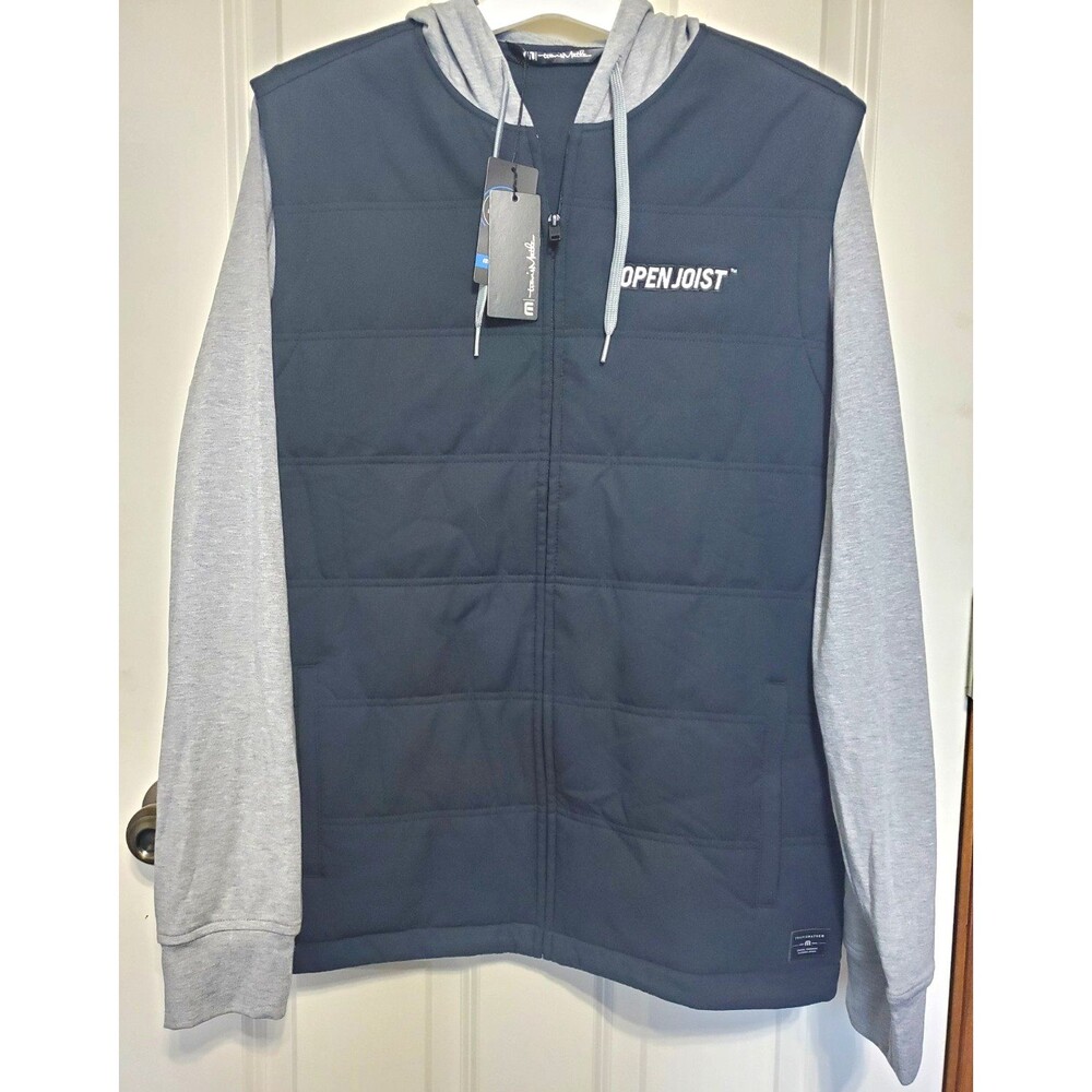 Travis Mathew Mens Medium Tides Up Hooded Jacket Black Full Zip Long Sleeve NWT